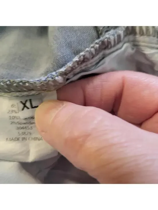 women's blue high-rise straight ankle jeans medium wash unique raw-edged hem XL - Picture 4 of 9